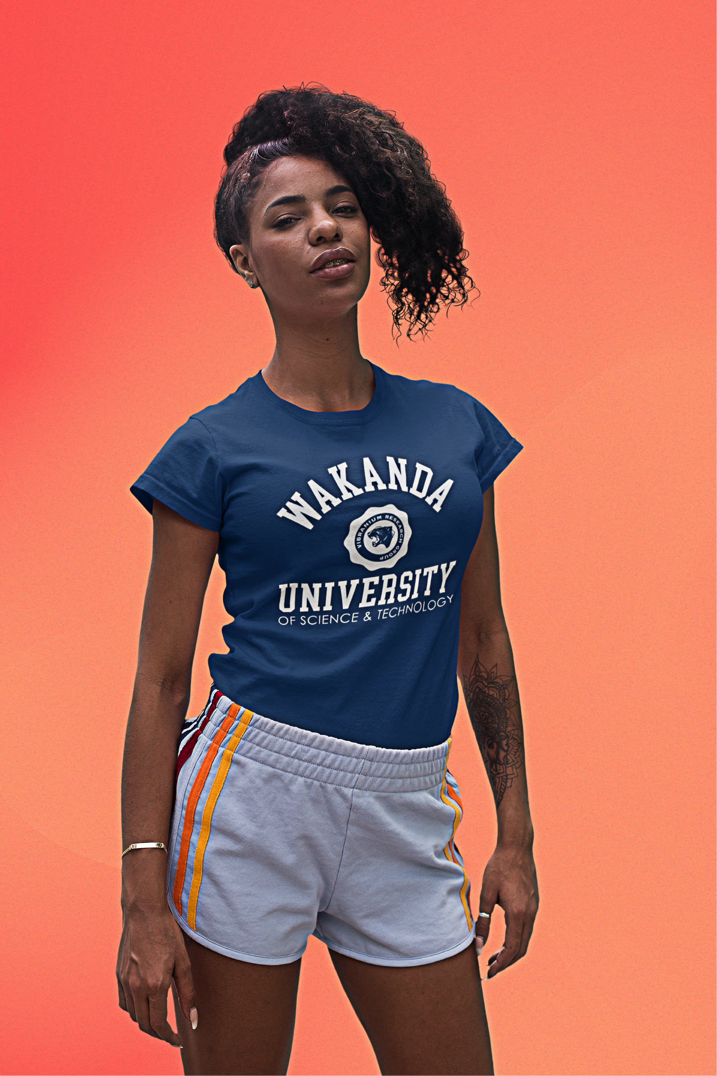 Black Panther, Wakanda University T-Shirt ( White Lettering)