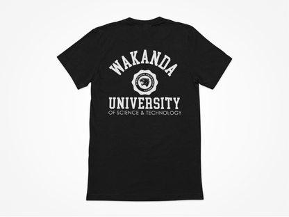 Black Panther, Wakanda University T-Shirt ( White Lettering)