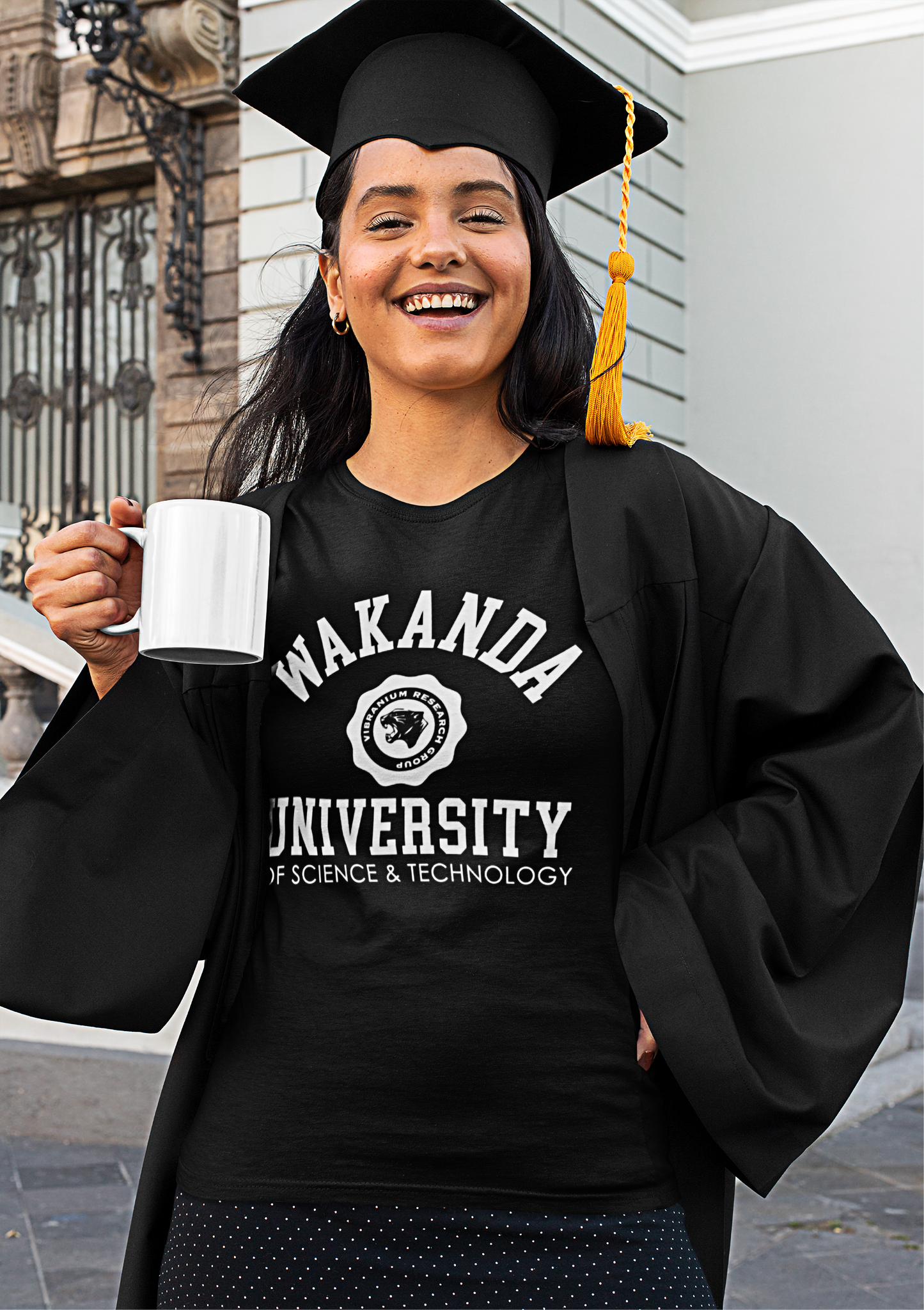 Black Panther, Wakanda University T-Shirt ( White Lettering)